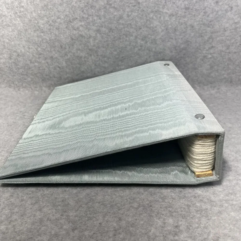 Vtg Handcrafted Greeting Card Keeper Binder Taffeta Fabric Frame Cover Organizer